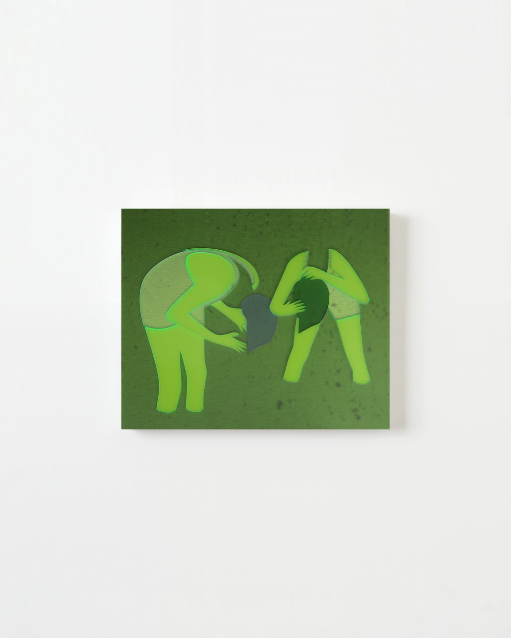 Mixed Media by Dana Bell titled "Two Bend Over, Towards Center (Green and Yellow)" - 1.