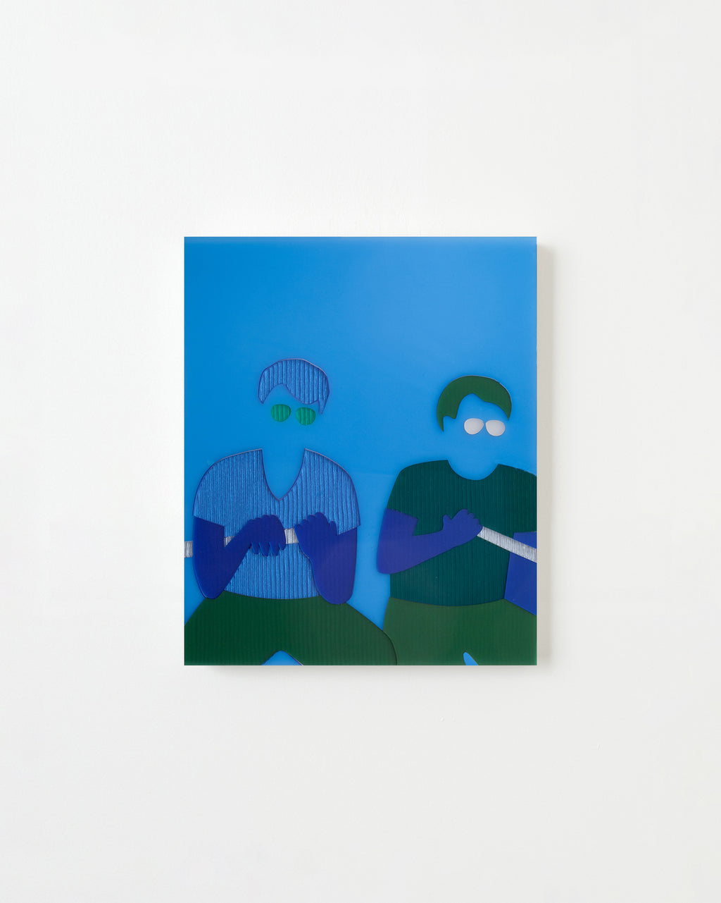 Mixed Media by Dana Bell titled "Two Sit and Row (Blue, Green and White)" - 1.