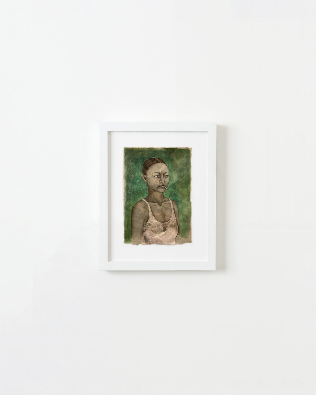Drawing by Fay Ku titled "Cigarette-Smoking Woman" - 1.
