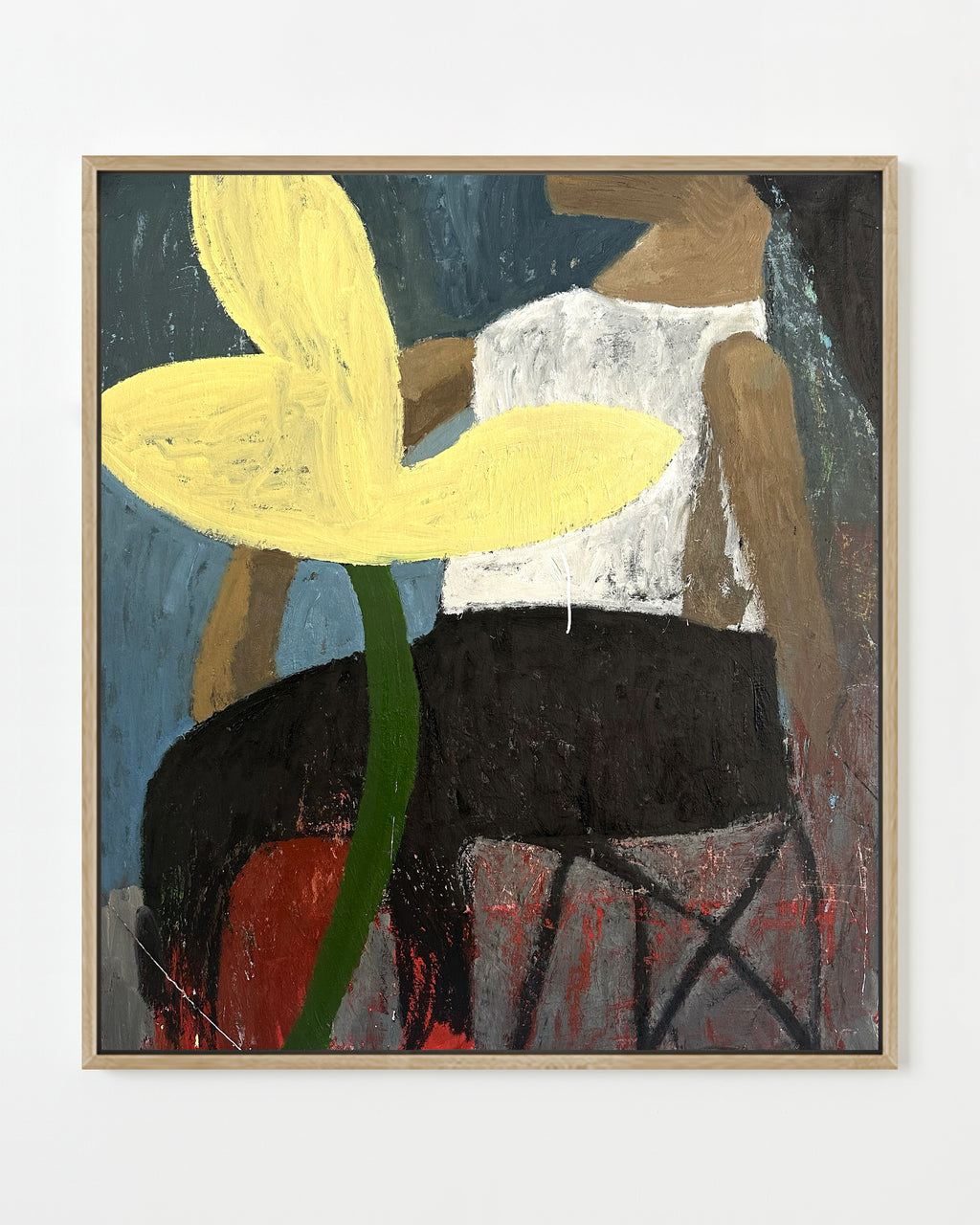 Painting by Andrew Alba titled "Figure With Poppy" - 1.