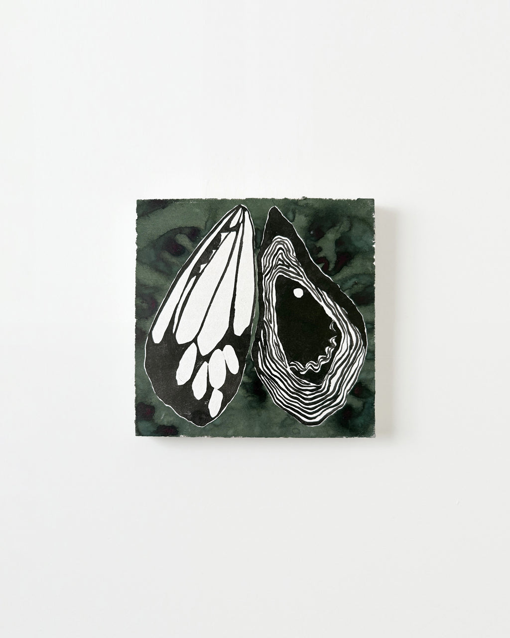 Painting by Kate Roebuck titled "Moth & Oyster" - 1.