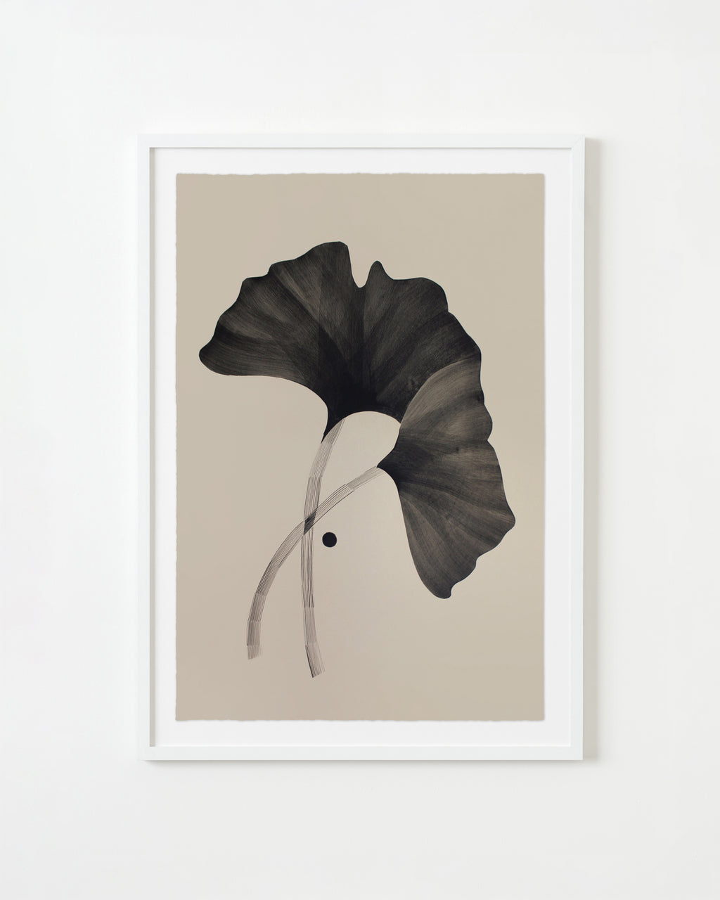 Painting by Anna Koeferl titled "Two Ginkgo Leaves" - 1.