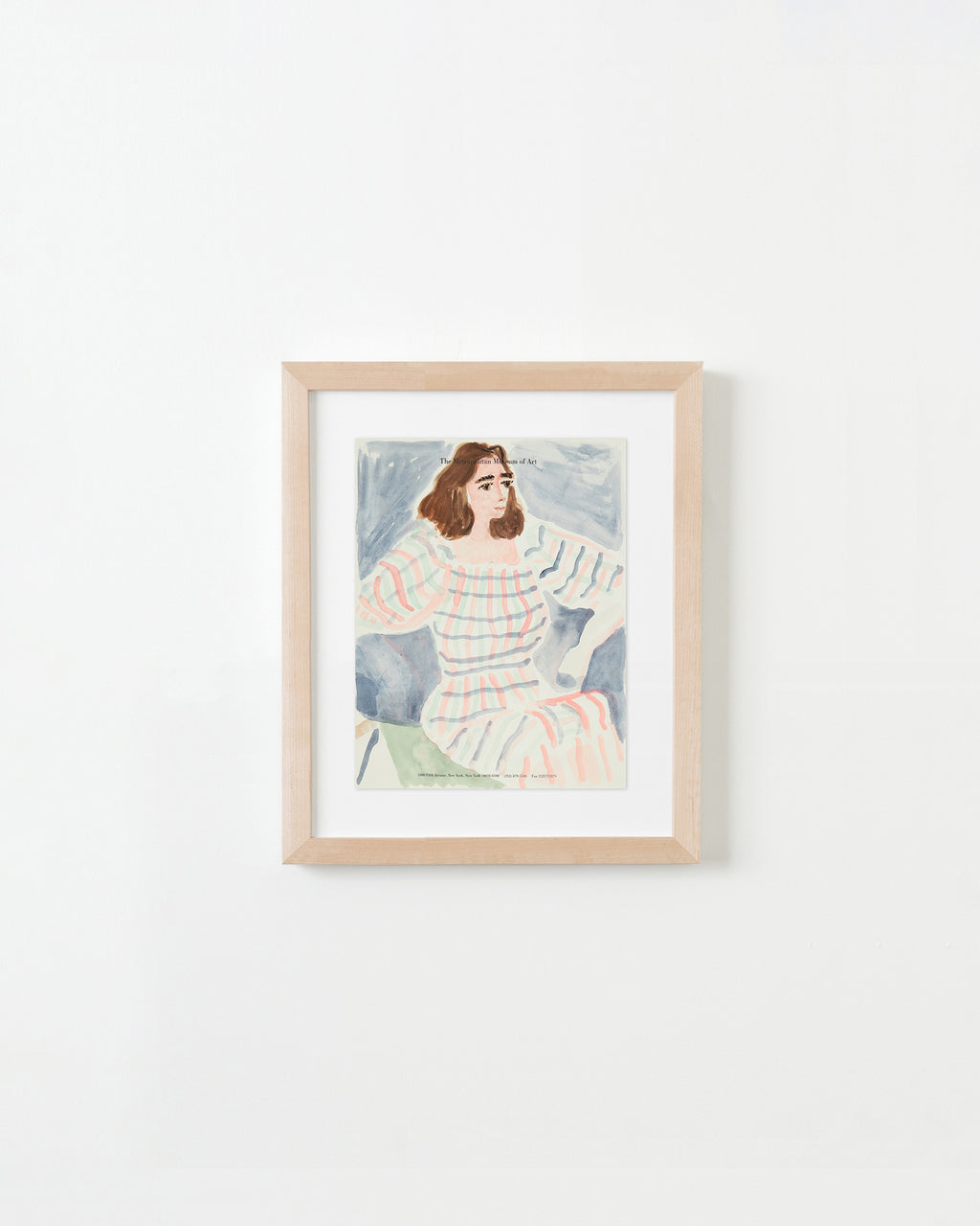 Drawing by David Rhoads titled "Woman in Striped Dress" - 1.
