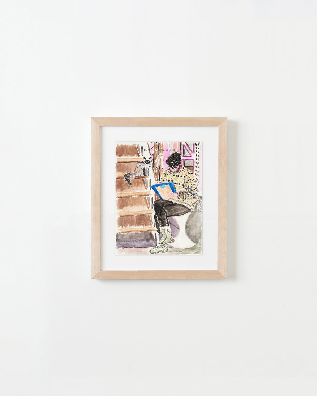 Drawing by David Rhoads titled "Artist Sketching with Cat" - 1.