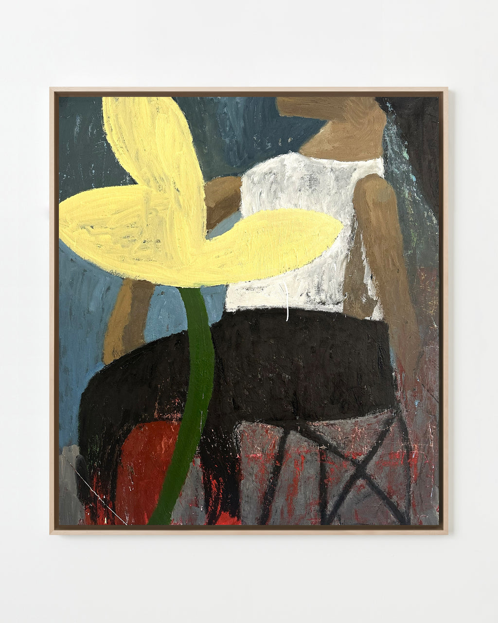 Painting by Andrew Alba titled "Figure With Poppy" - 1.