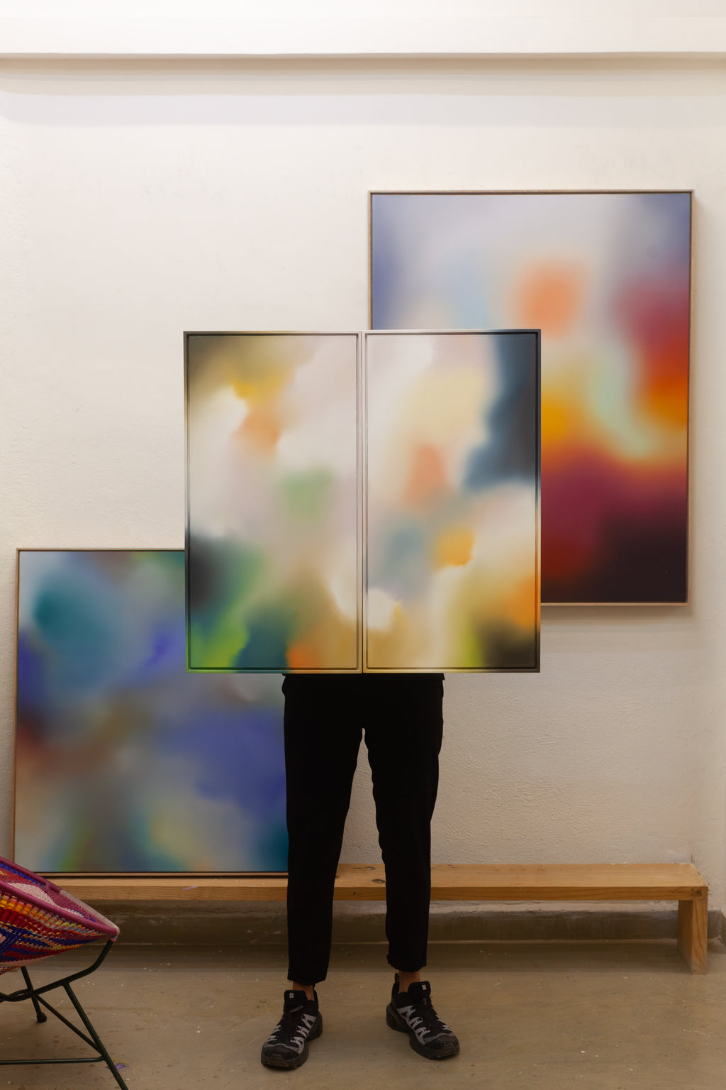 Painting by Arantxa Solis titled "Day's Eye Diptych" - 7.