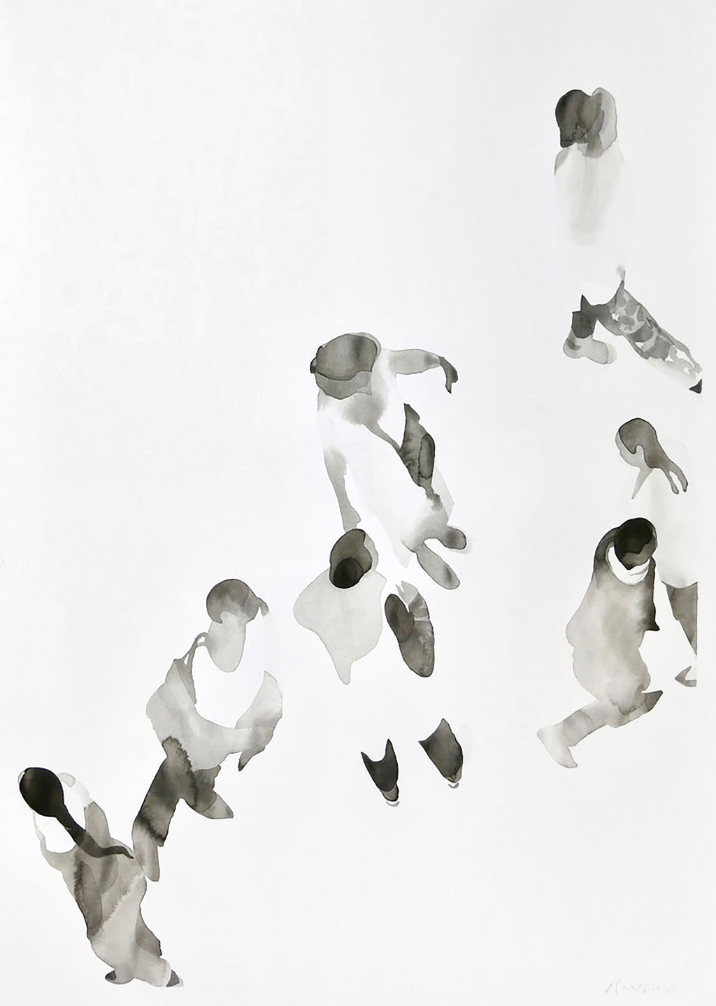 Painting by Gabrielle Raaff titled "On Queue I" - 2.