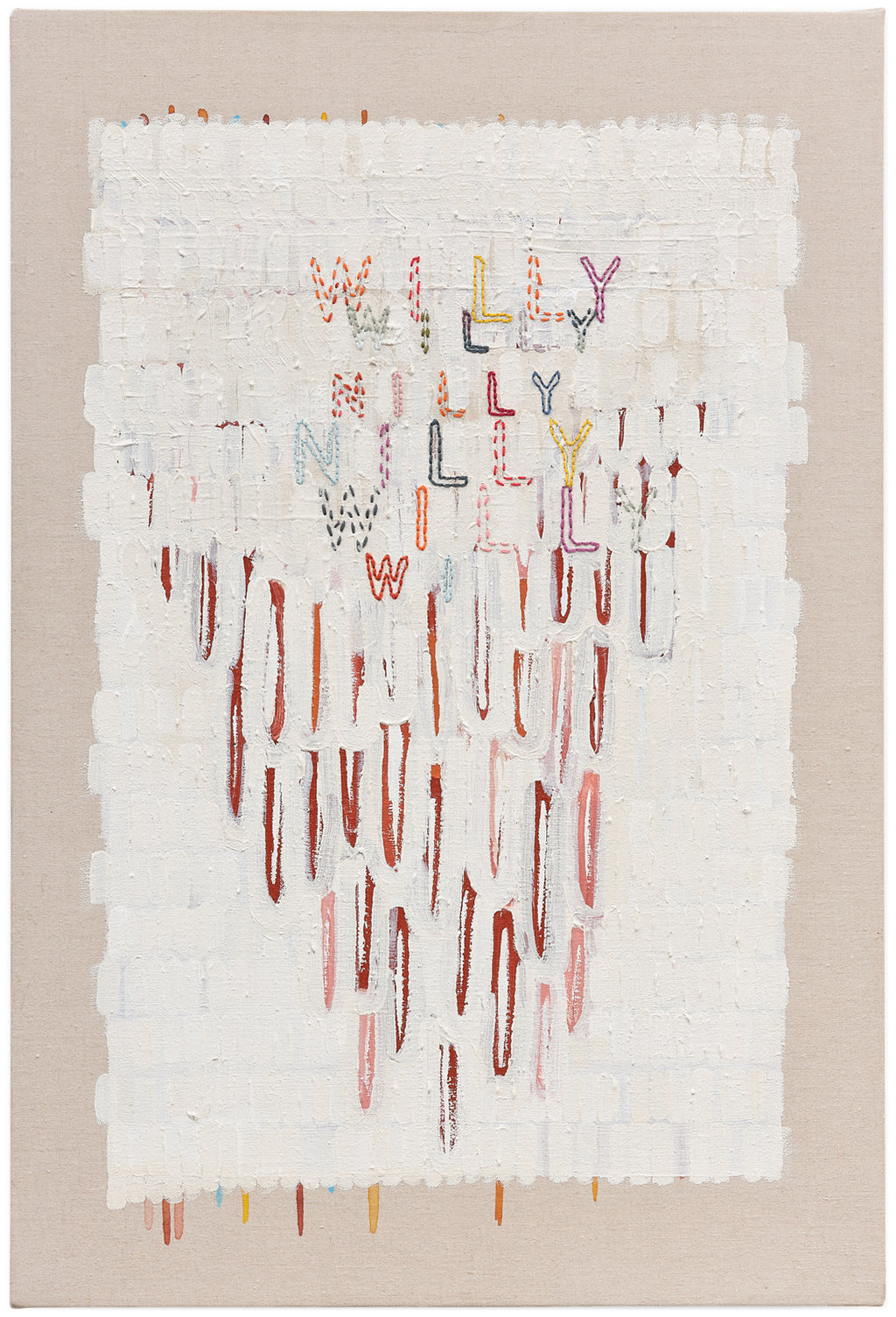 Painting by Gail Tarantino titled "Language Matters-Willy Nilly" - 2.