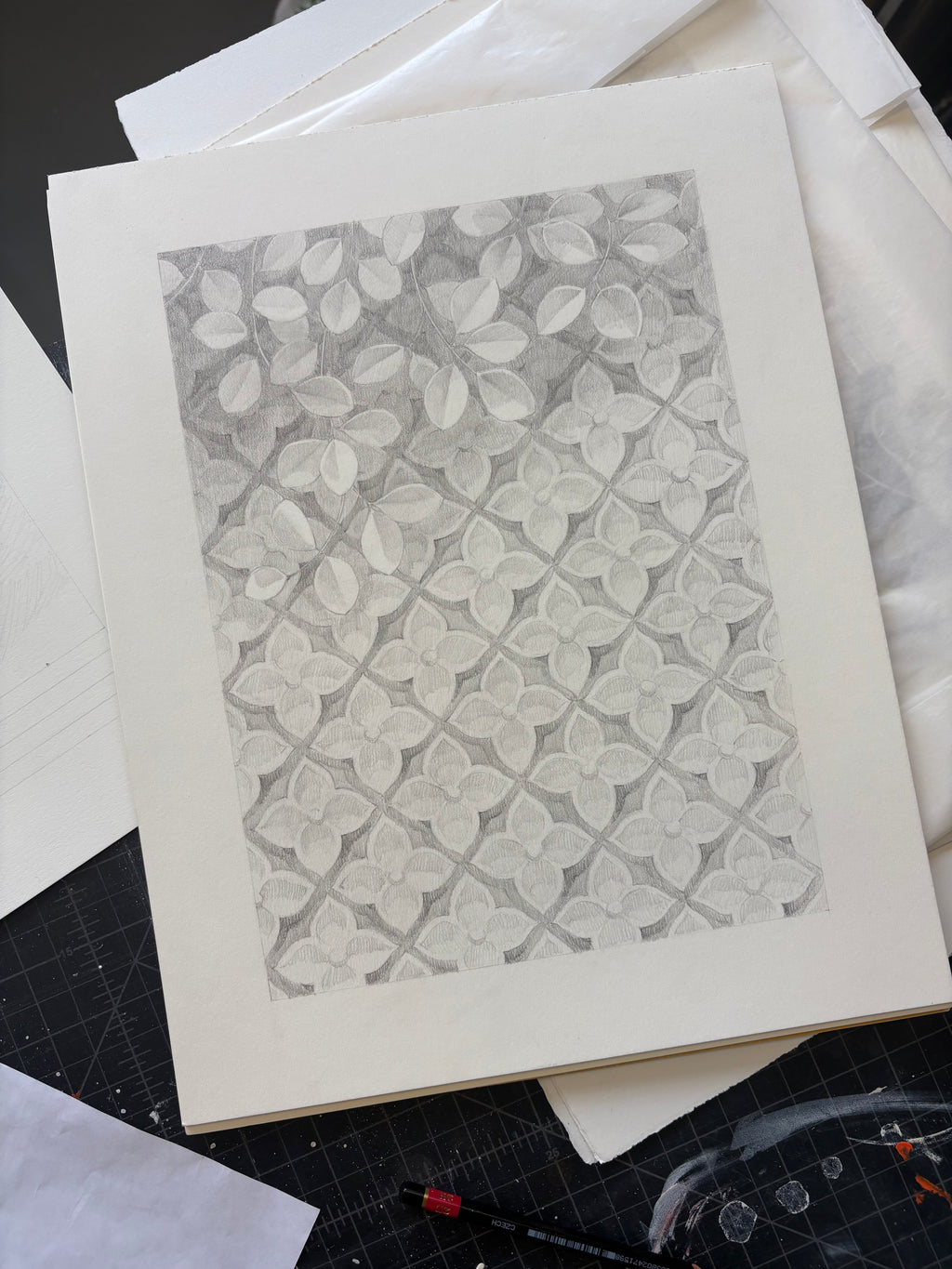Drawing by Lucía Rodríguez Pérez titled "Untitled (tiled wall)" - 3.