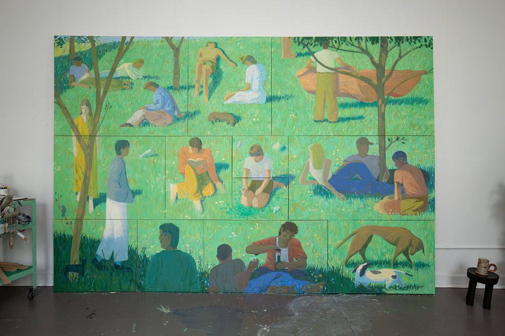 Painting by Jackson Joyce titled "Wine in the Grass— I Love Feelings" - 5.