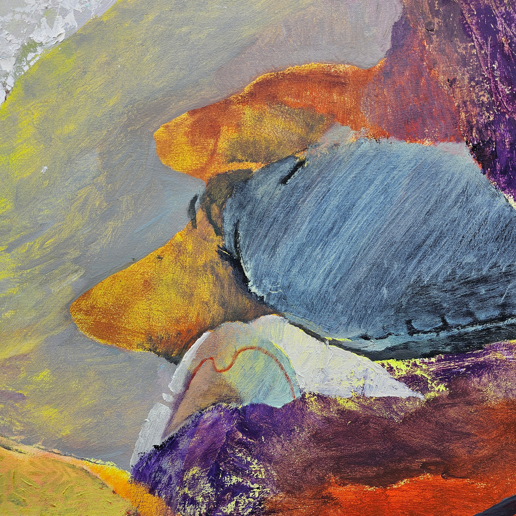 Painting by Kat Spears titled "mez sets the timer" - 5.