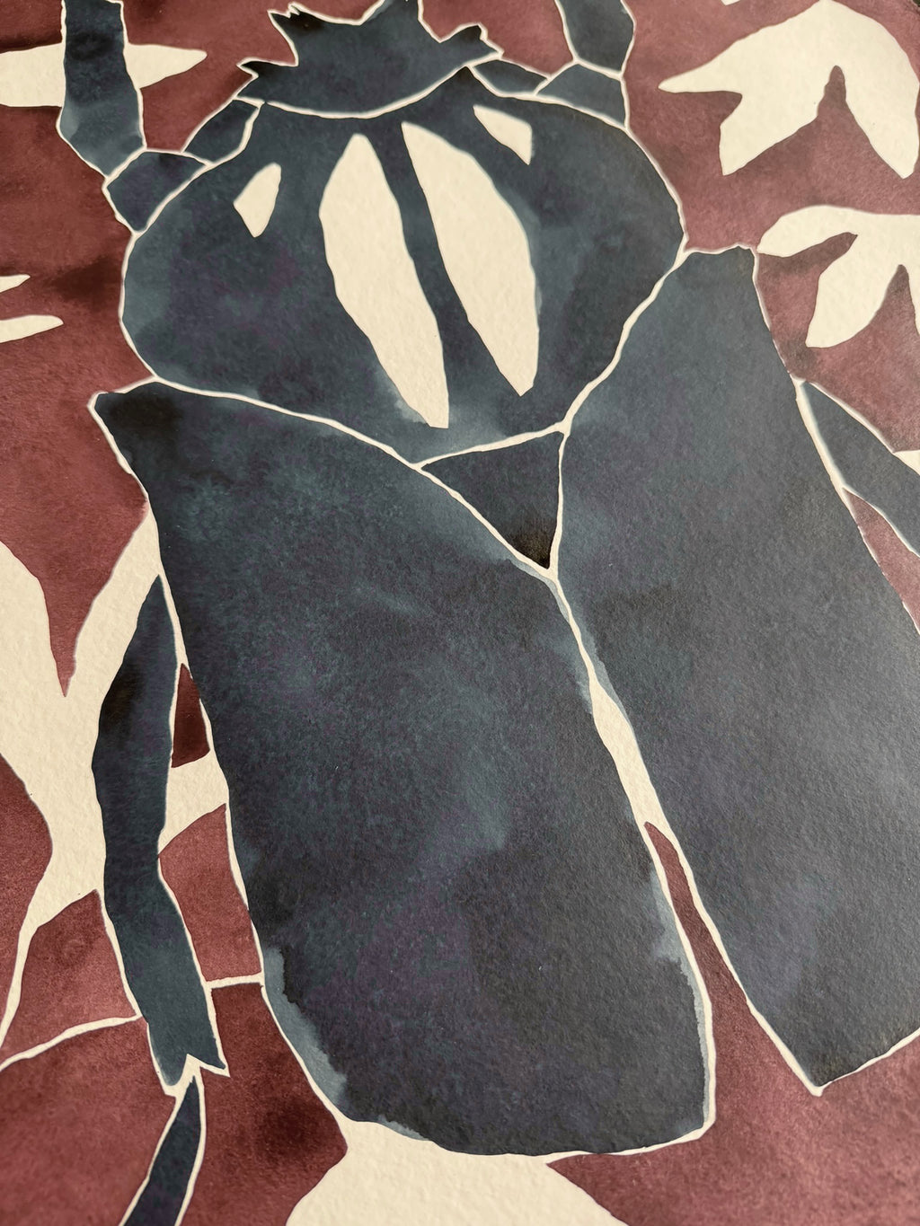 Painting by Kate Roebuck titled "Beetle and Vine" - 5.