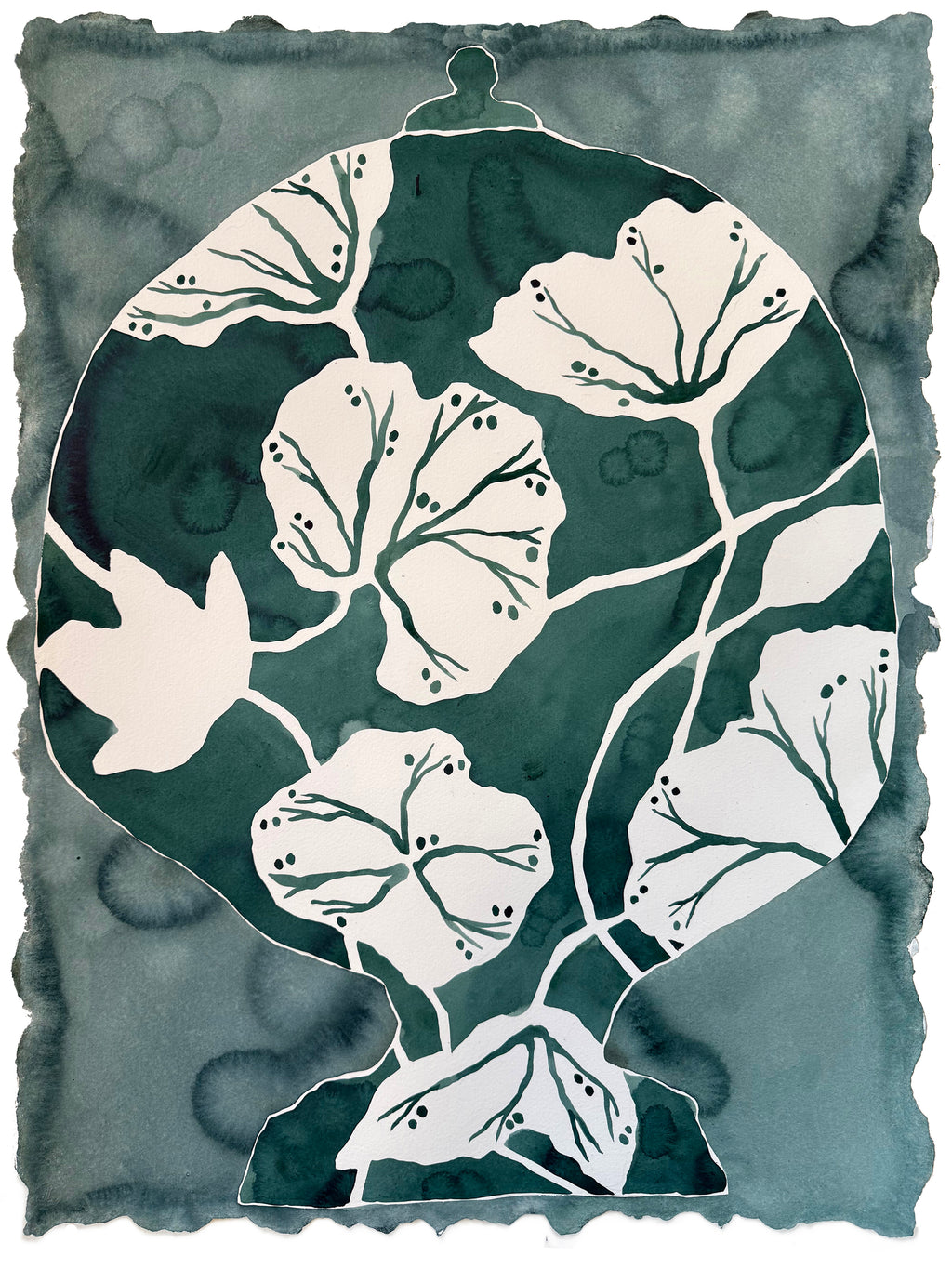 Painting by Kate Roebuck titled "Lilypad Urn Two" - 2.