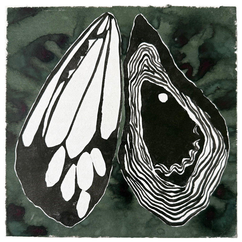 Painting by Kate Roebuck titled "Moth & Oyster" - 2.
