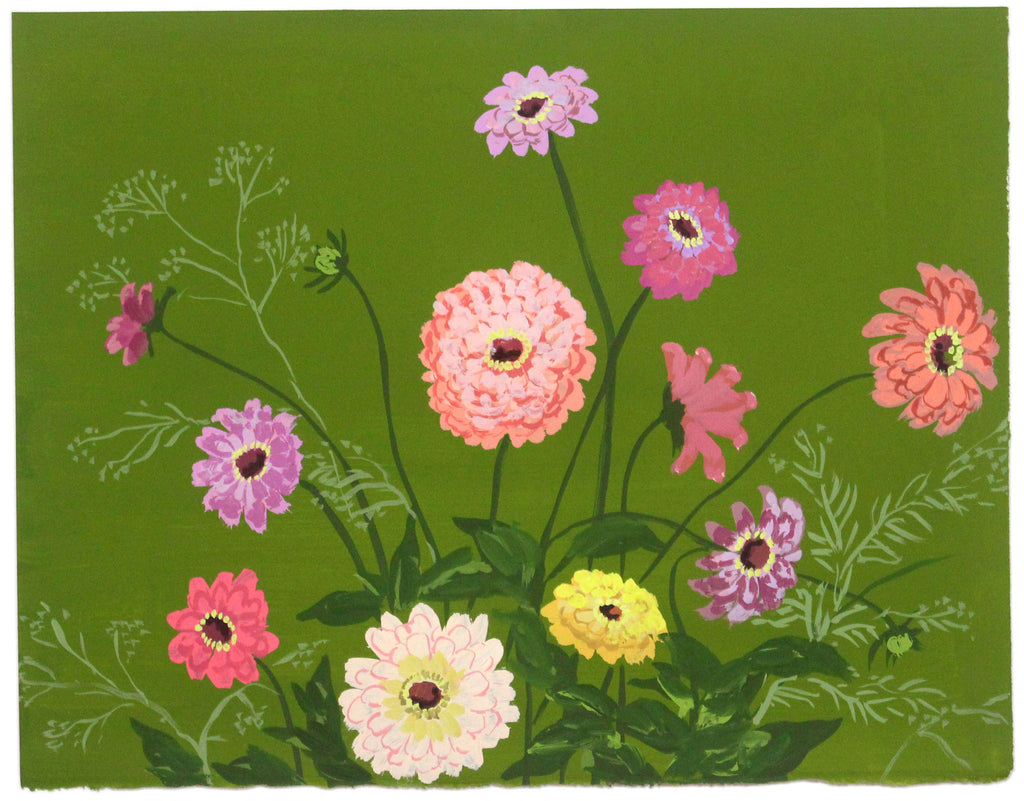Painting by Kayla Plosz Antiel titled "Zinnias" - 2.