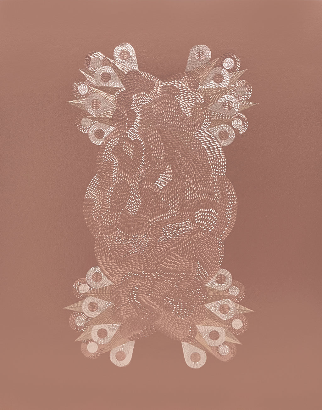 Drawing by Lucha Rodriguez titled "Piel de Gallina, Knife Drawing I" - 2.