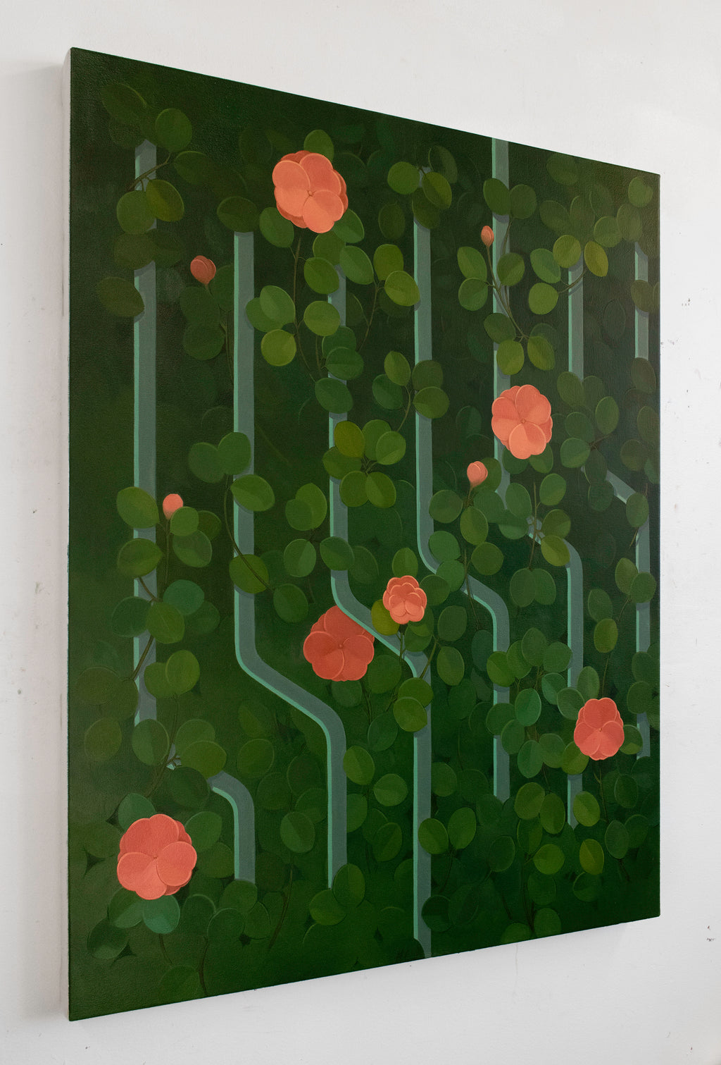 Painting by Lucía Rodríguez Pérez titled "Untitled (green veil)" - 4.