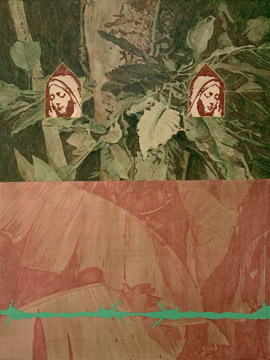 Painting by Pedro Gutierres titled "Bananeira, santas, mato e arame" - 2.