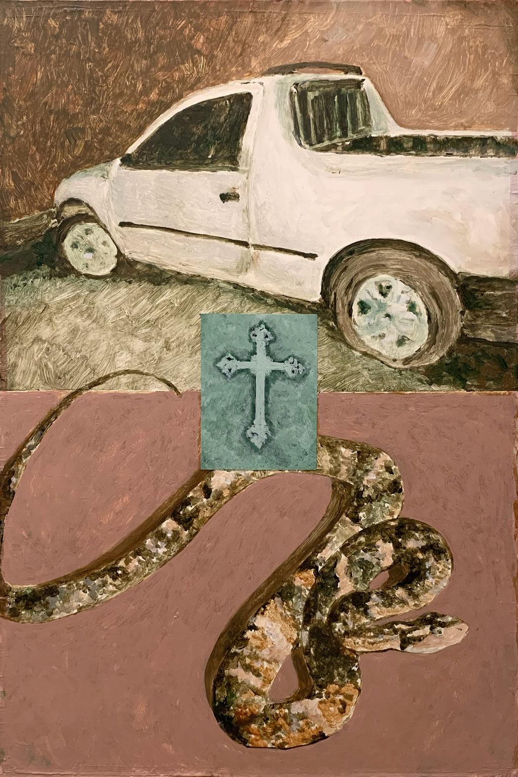 Painting by Pedro Gutierres titled "Corsa, cruz e cobra" - 2.