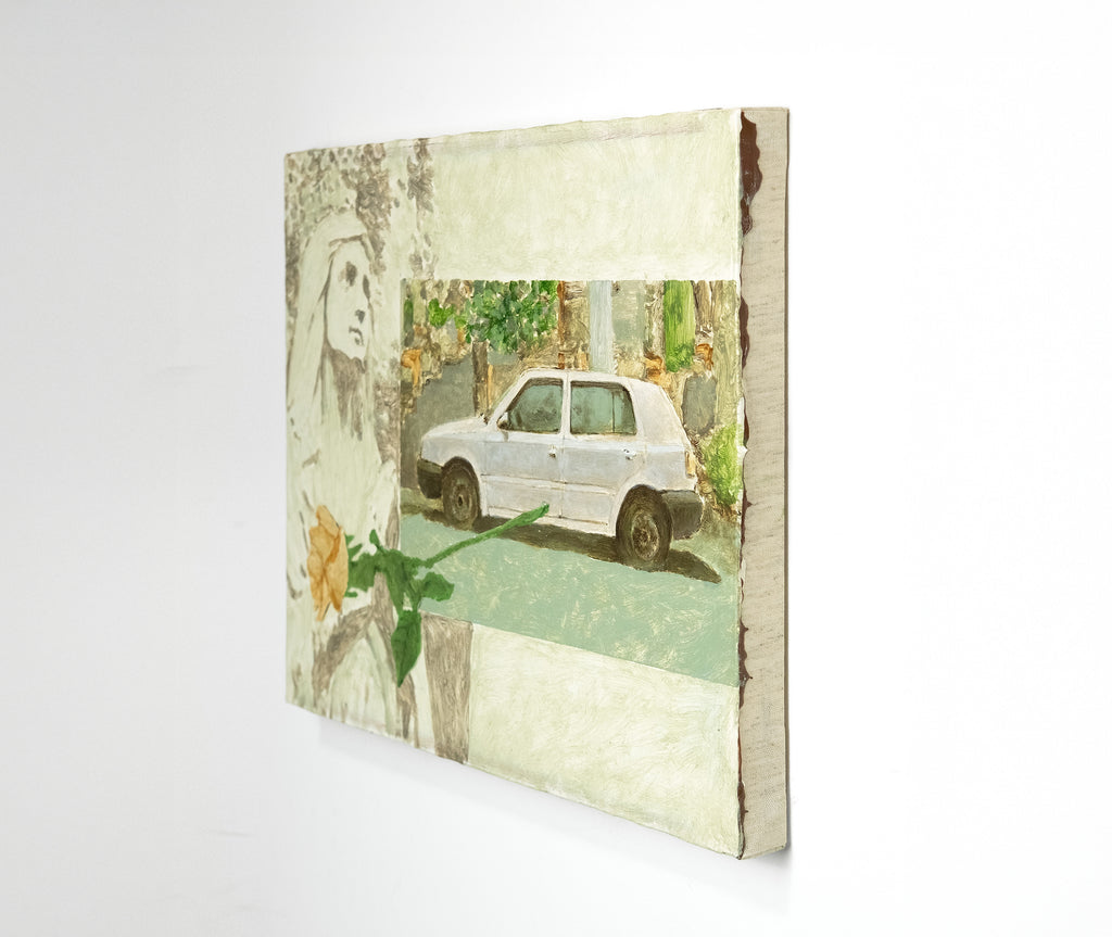 Painting by Pedro Gutierres titled "Santa, rosa e Golf" - 5.