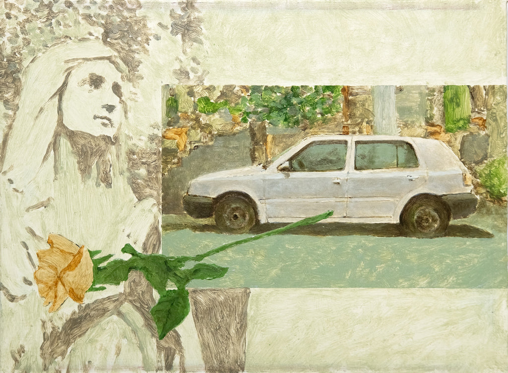 Painting by Pedro Gutierres titled "Santa, rosa e Golf" - 2.
