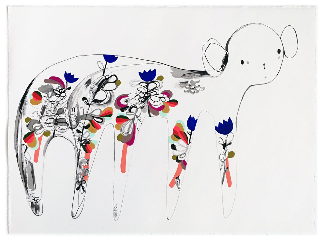 Drawing by Rebeca Raney titled "Animal #11" - 2.