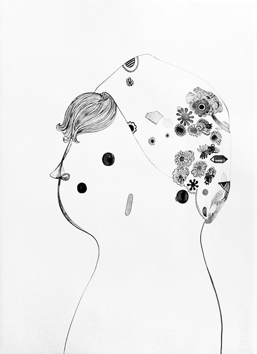 Drawing by Rebeca Raney titled "Hair Drawing #03" - 2.