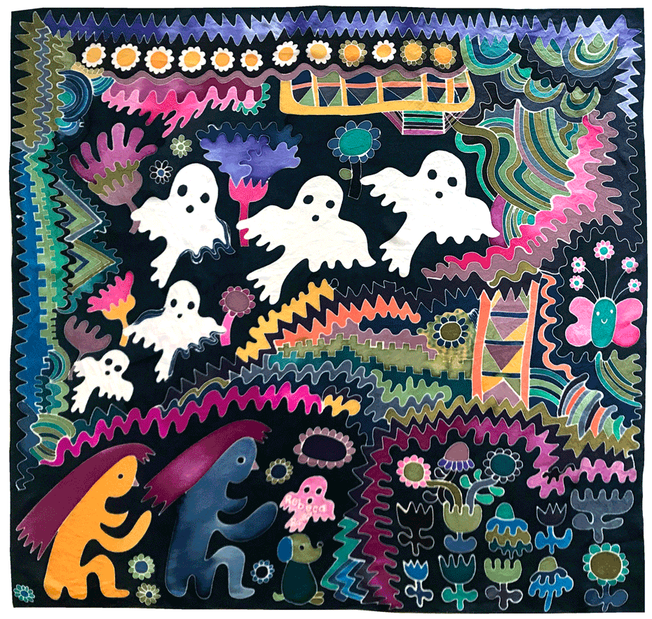 Painting by Rebeca Raney titled "Pink Name Ghost" - 2.