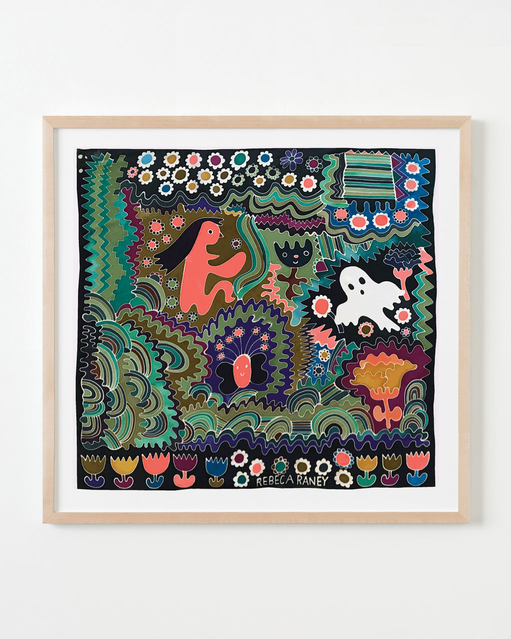 Painting by Rebeca Raney titled "Rainbow Daisies" - 4.