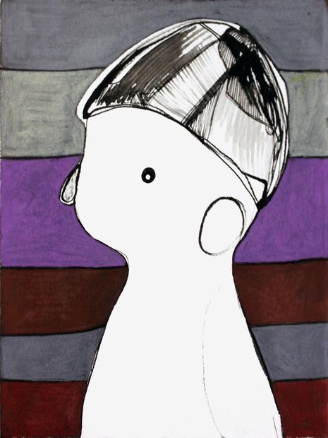 Painting by Rebeca Raney titled "Striped Profile" - 2.