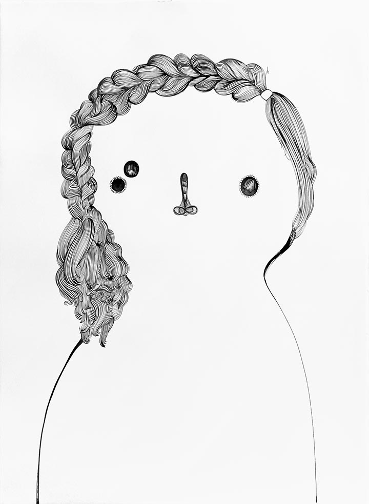 Drawing by Rebeca Raney titled "Hair Drawing #06" - 2.