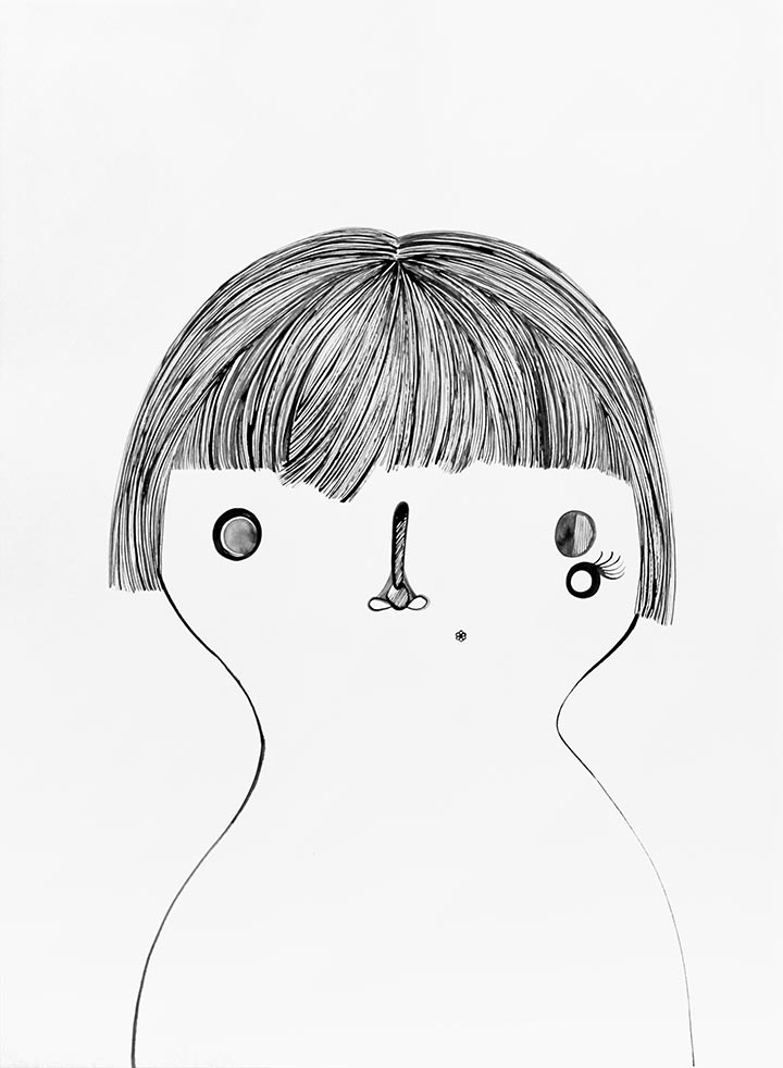 Drawing by Rebeca Raney titled "Hair Drawing #08" - 2.