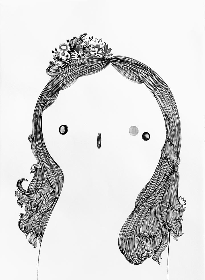 Painting by Rebeca Raney titled "Hair Drawing #12" - 2.