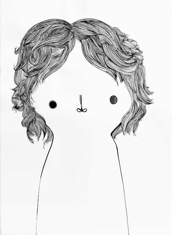 Drawing by Rebeca Raney titled "Hair Drawing #14" - 2.