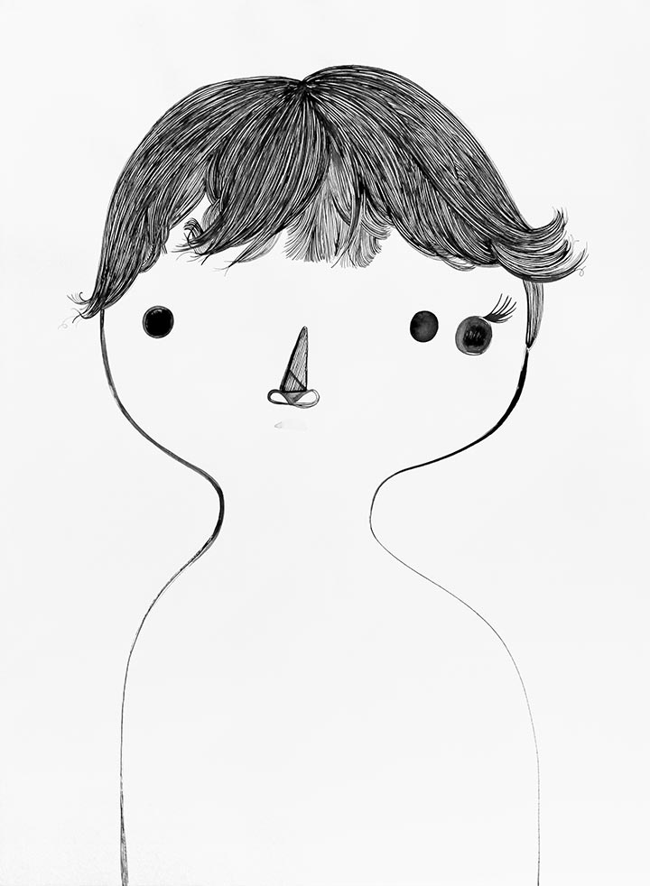 Drawing by Rebeca Raney titled "Hair Drawing #18" - 2.