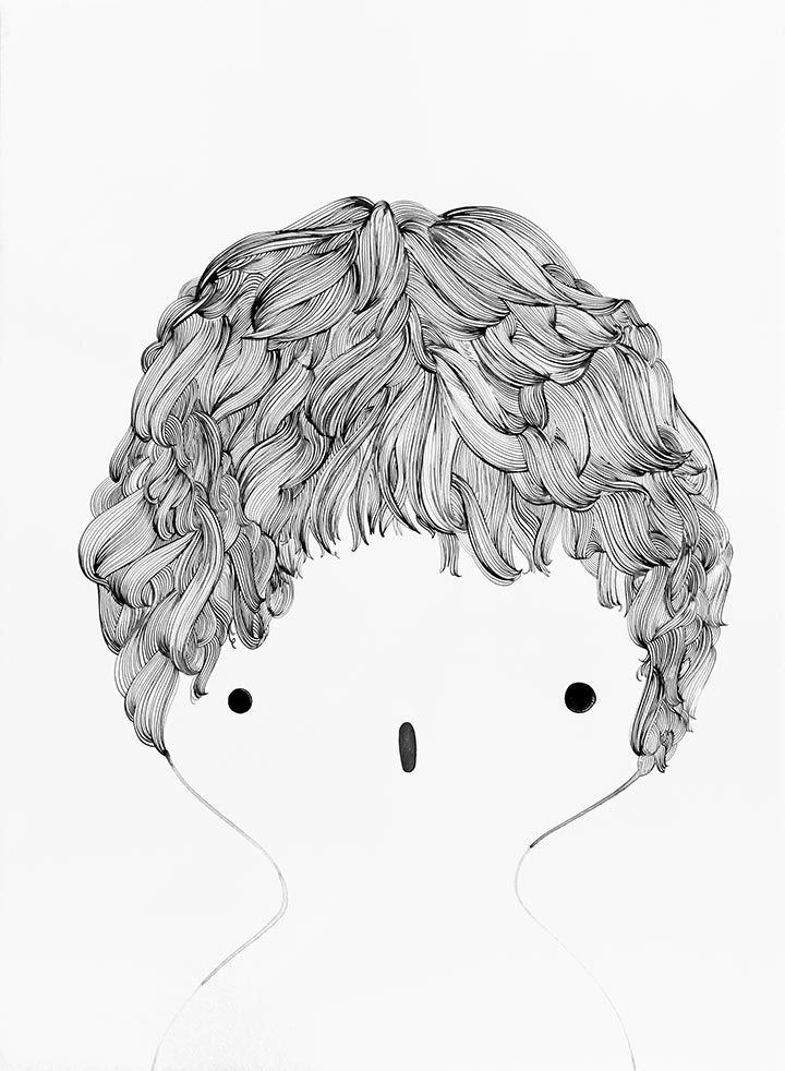 Drawing by Rebeca Raney titled "Hair Drawing #19" - 2.