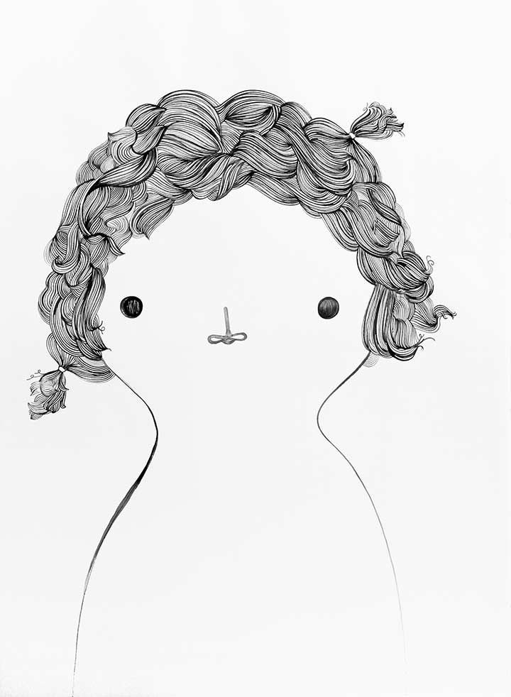 Painting by Rebeca Raney titled "Hair Drawing #24" - 2.