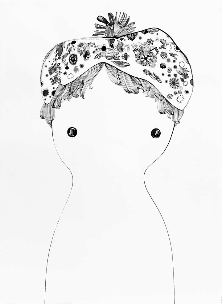 Painting by Rebeca Raney titled "Hair Drawing #25" - 2.