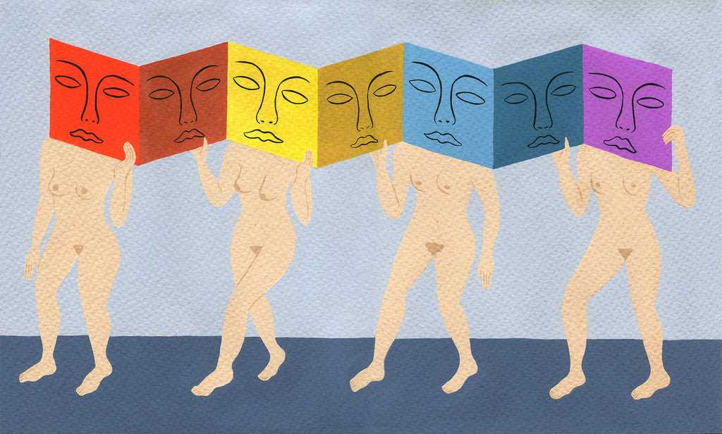 Painting by Rachel Levit Ruiz titled "Caras Arcoiris" - 2.