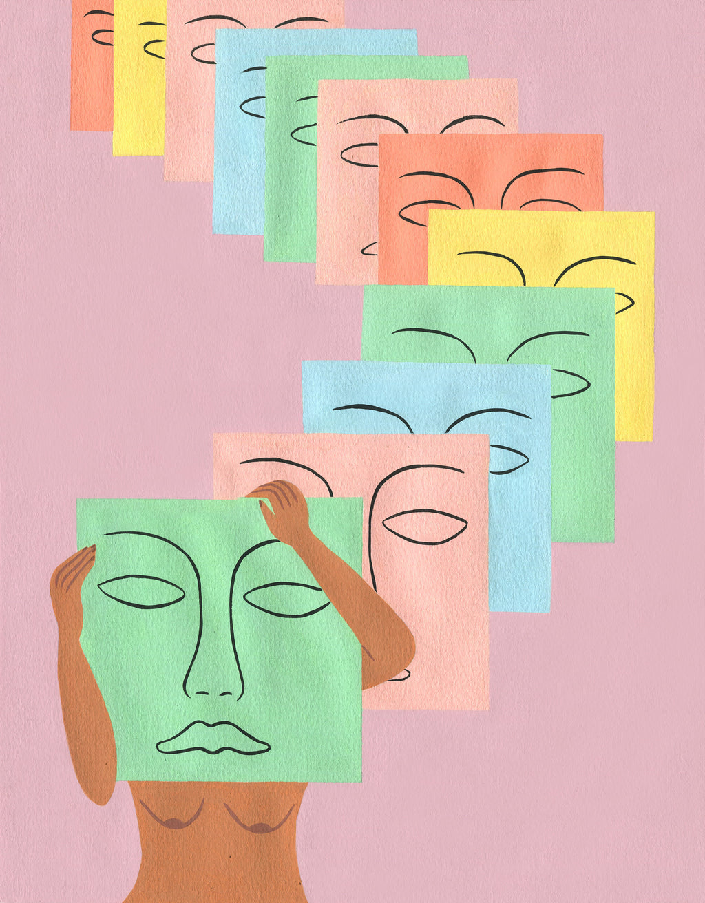 Painting by Rachel Levit Ruiz titled "Caras Infinitas" - 2.