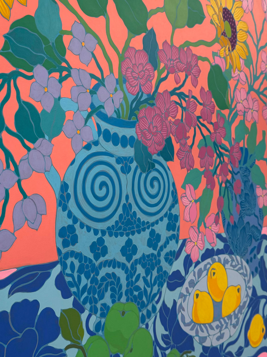 Painting by Sarah Ingraham titled "Greek Vase on Blue Blanket" - 3.