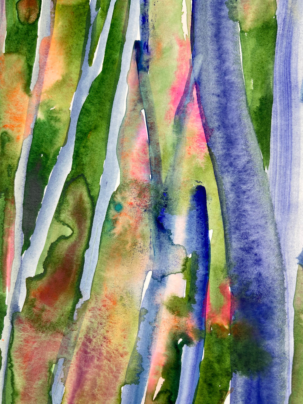 Painting by Una Ursprung titled "Held in the Breath of Trees" - 5.