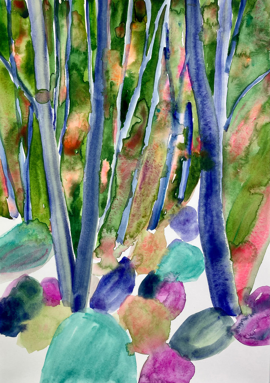 Painting by Una Ursprung titled "Held in the Breath of Trees" - 2.