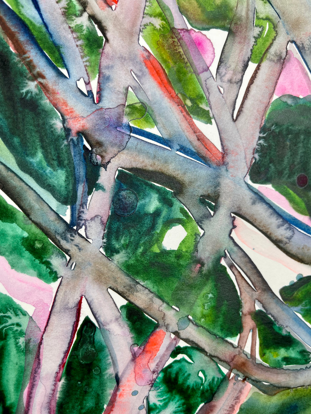 Painting by Una Ursprung titled "Starlit sky beneath the trees" - 4.