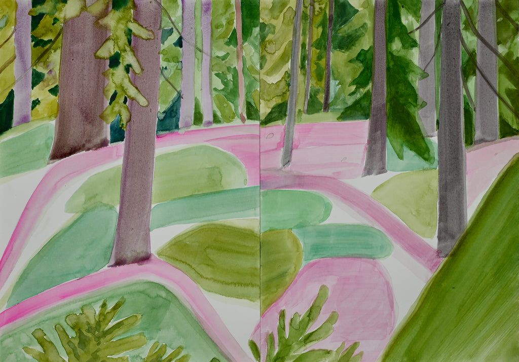 Painting by Una Ursprung titled "Pink Trails" - 2.