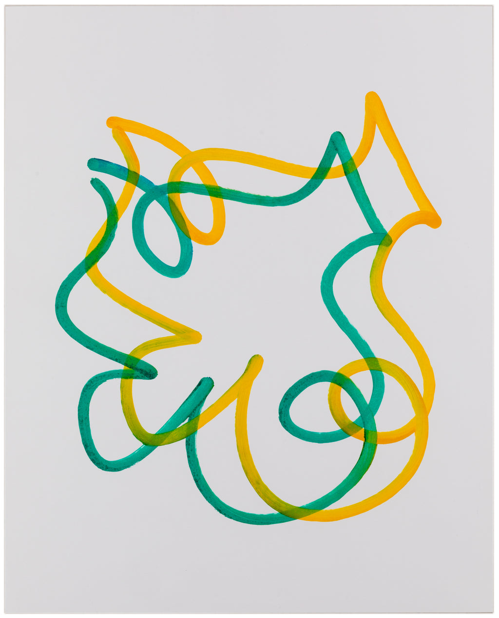 Drawing by Chad Kouri titled "Jazz Movement Study Double (Green & Yellow)" - 2.