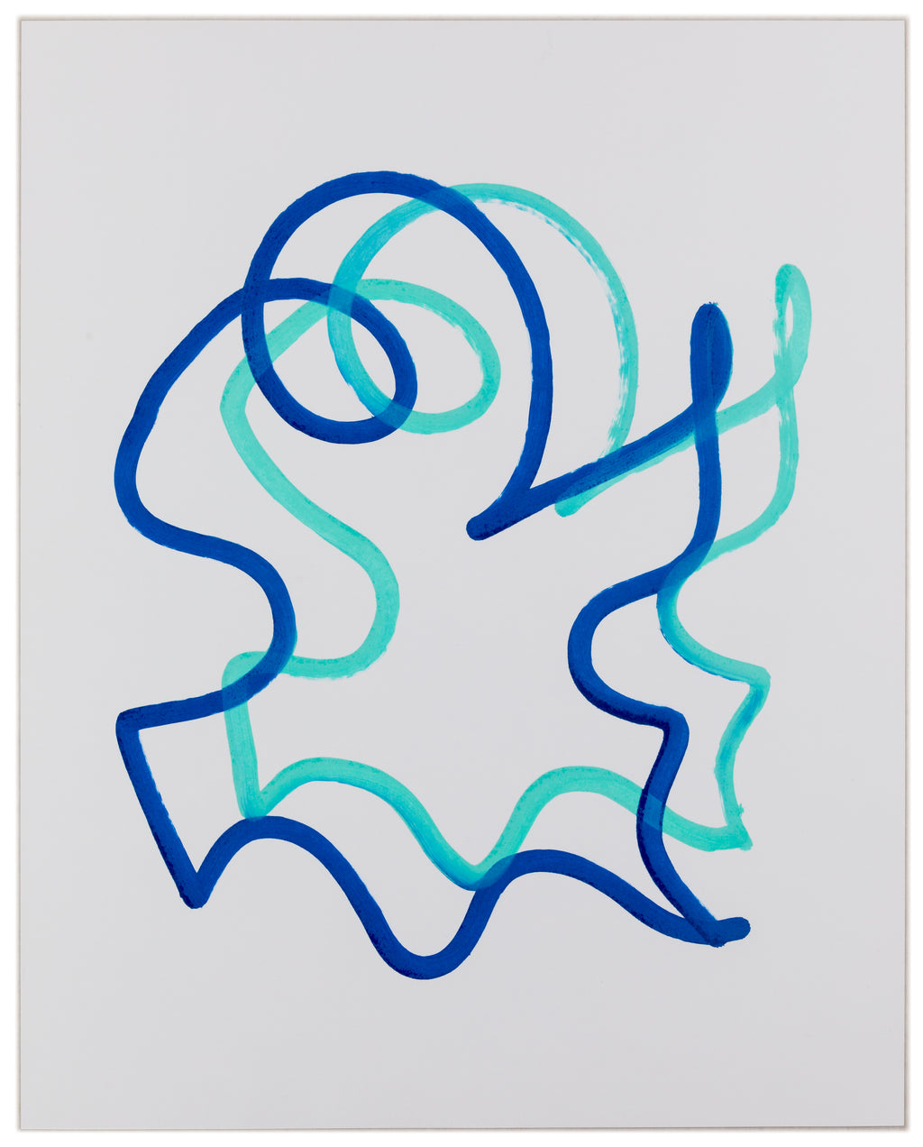 Drawing by Chad Kouri titled "Jazz Movement Study Double (Mint Green & Blue)" - 2.