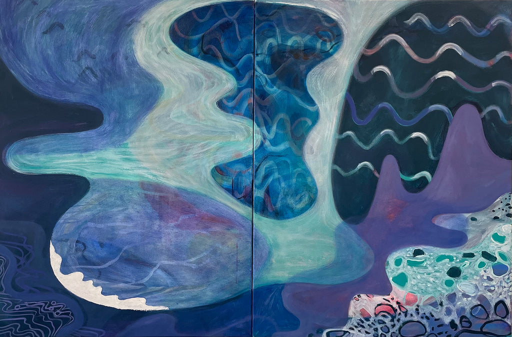 Painting by Aliza Cohen titled "Shore Walk (diptych)" - 2.