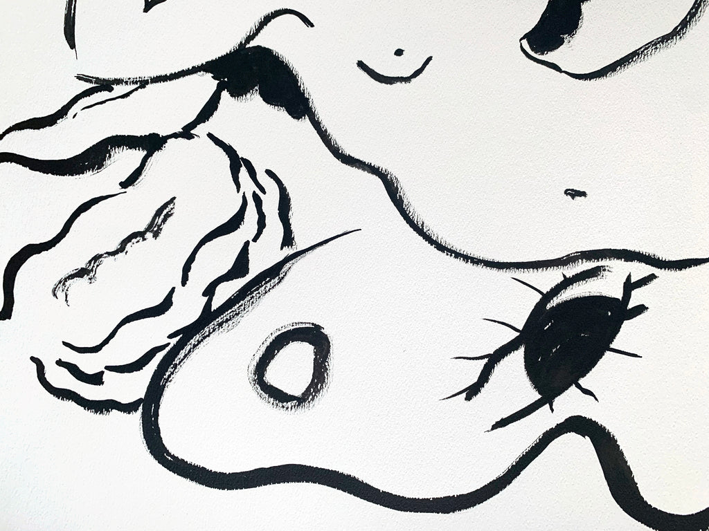 Drawing by Ba Ousmane titled "Papillon érotiquement couché" - 5.