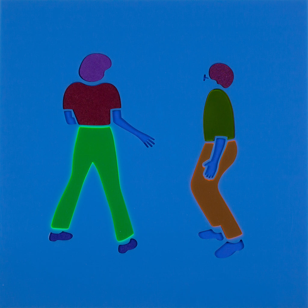 Mixed Media by Dana Bell titled "Awkward Dance (blue, orange and green)" - 2.